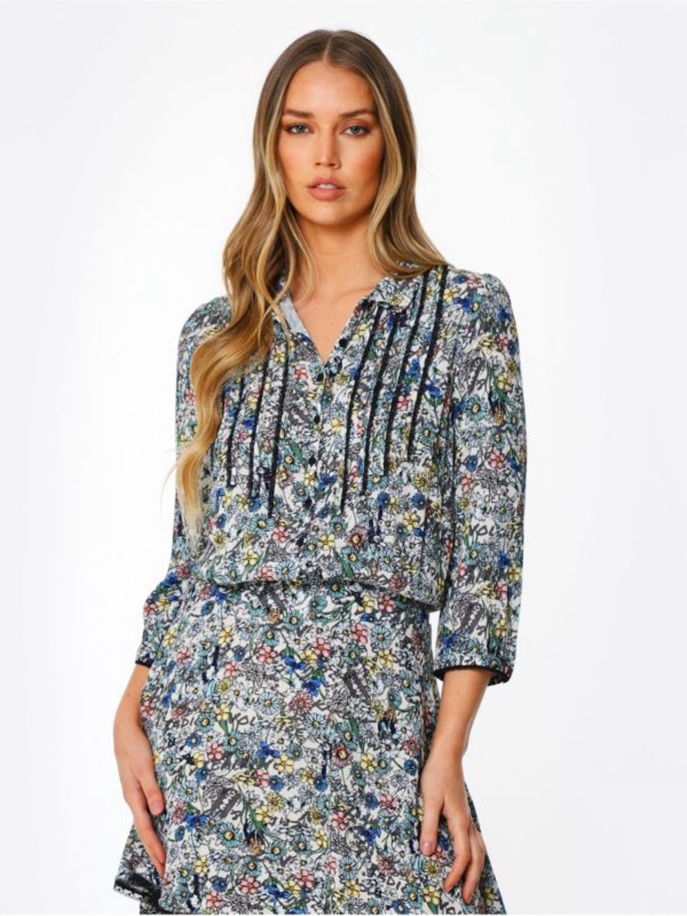 Zadig Voltaire Raspail Blue Ditsy Floral Prairie Whimsy Mini Dress garden party